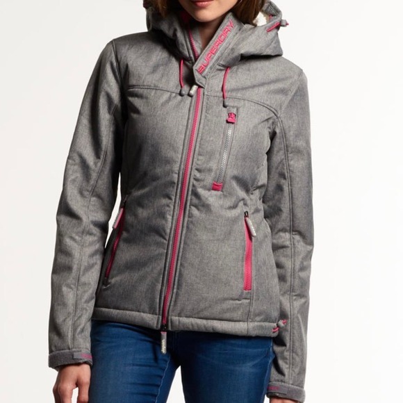 Superdry Jackets & Blazers - Superdry S Hooded Winter Windtreker Gray Pink Jacket